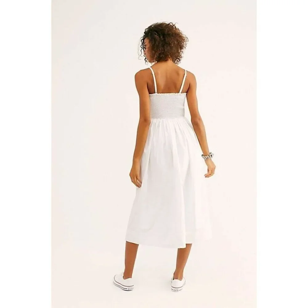 FREE PEOPLE LILAH PLEATED SMOCKED MIDI DRESS